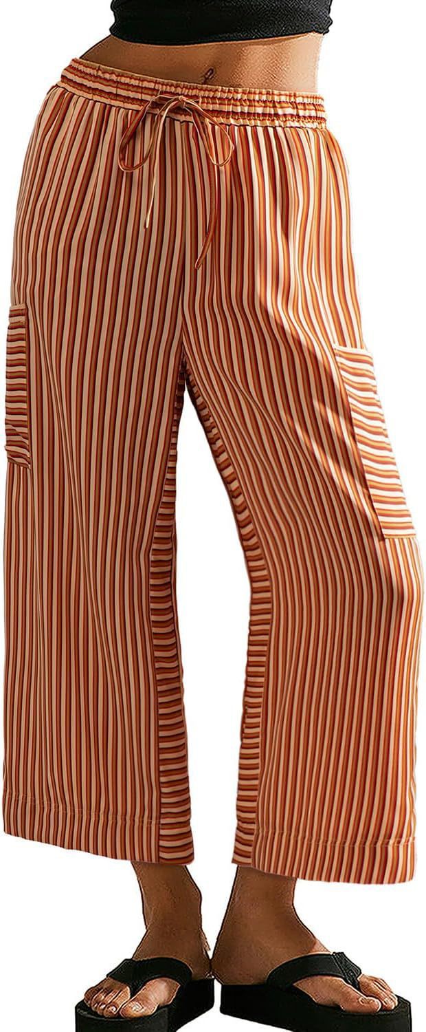 Women Wide-Cut Striped Pants Mune Fashion