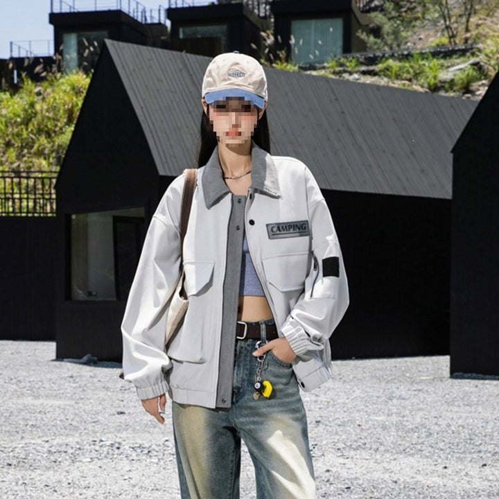 Women's Oversize Utility Jacket with Fleece Collar & Multifunctional Pockets Mune Fashion
