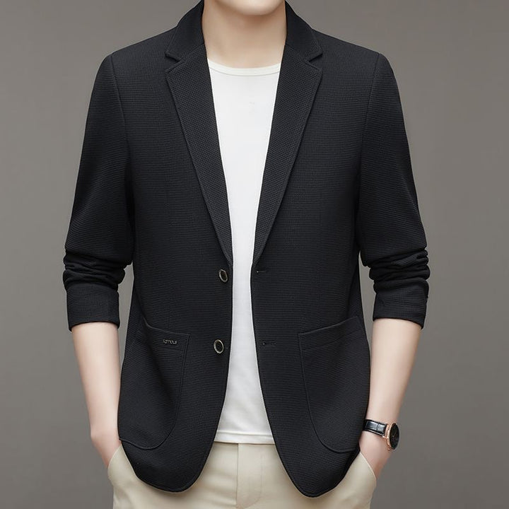Men's Unstructured Leisure Blazer in Waffle Knit with Patch Pockets Mune Fashion