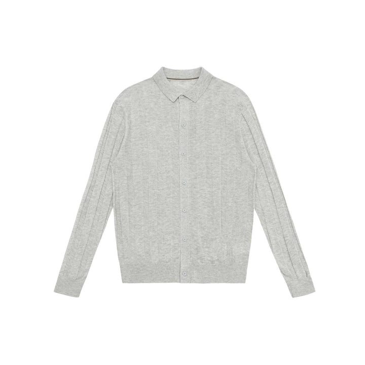 Unisex fine-structured knitted shirt jacket with polo collar and vertical ribbed structure Mune Fashion