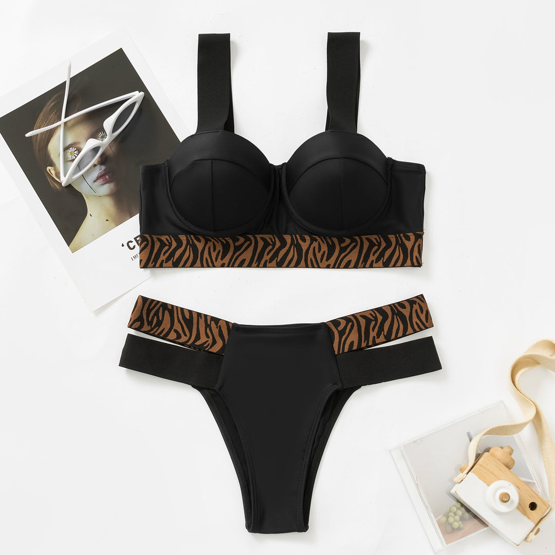 Women's bikini set with elegant bustier and animal design Mune Fashion