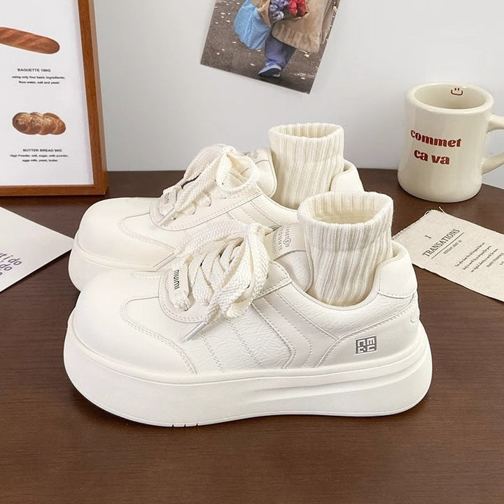 Women's Comfortable Sneakers with Thick Sole and Breathable Upper Material Mune Fashion
