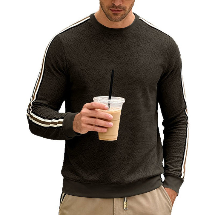 Men's structured sweatshirt with fine waffle texture, contrasting side stripes on the sleeves and a fitted cut Mune Fashion