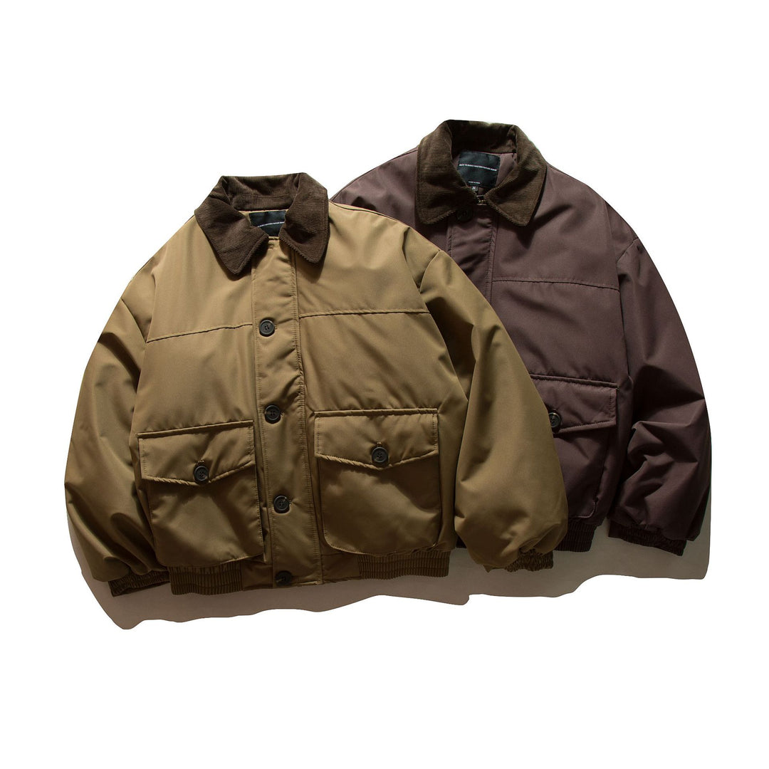 Men's short-cut thermal insulated field blouson with cord collar and spacious flap pockets Mune Fashion
