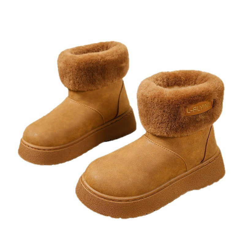 Women's Fleece-Lined Platform Ankle Boots with Cozy Faux Fur Cuffs