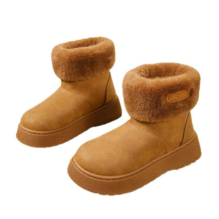 Women's Fleece-Lined Platform Ankle Boots with Cozy Faux Fur Cuffs