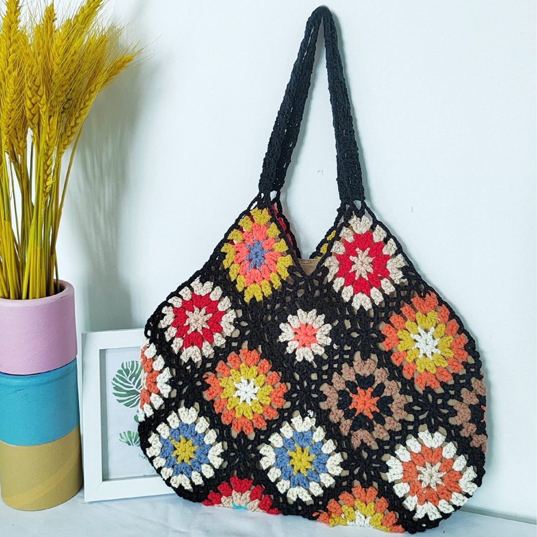 Women Handmade Crochet Shopper Bag Mune Fashion