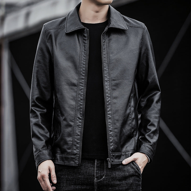 Men Casual Faux Leather Jacket Mune Fashion