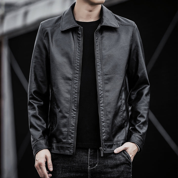 Men Casual Faux Leather Jacket Mune Fashion