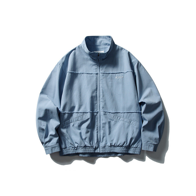 Unisex Boxy Transitional Jacket with Stand-Up Collar, Concealed Zipper and Elastic Hem Mune Fashion