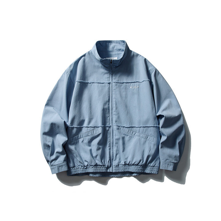 Unisex Boxy Transitional Jacket with Stand-Up Collar, Concealed Zipper and Elastic Hem Mune Fashion