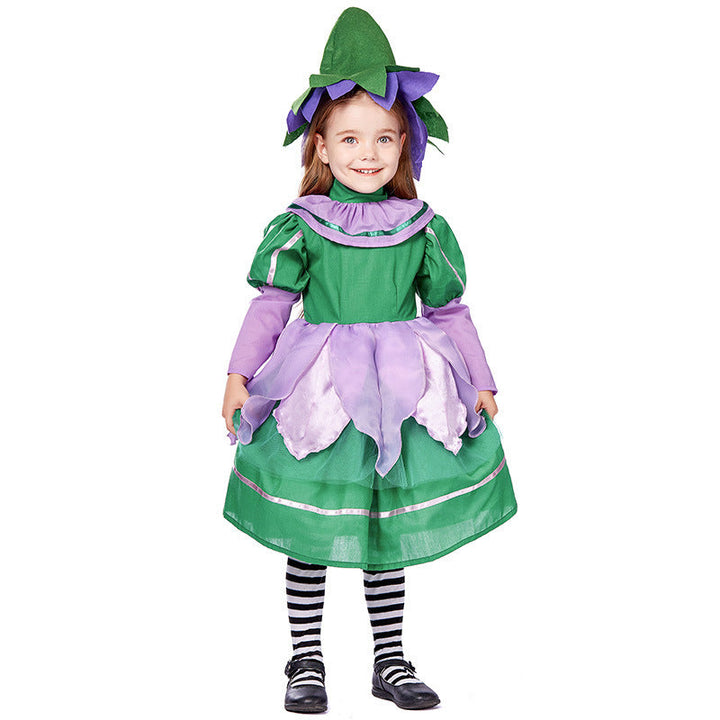 Girl Fairytale Costume with Hat and Decoration Mune Fashion