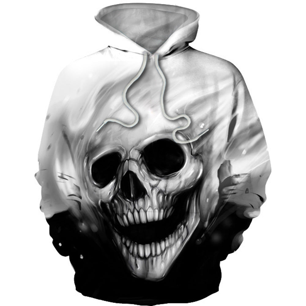 Men's Hoodie with Luminous Flame Skull Print Mune Fashion