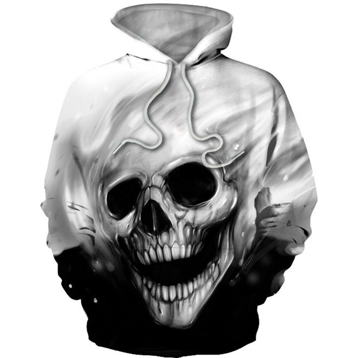 Men's Hoodie with Luminous Flame Skull Print Mune Fashion