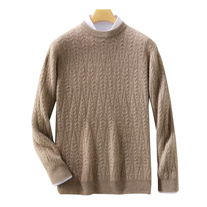Men's premium cable knit sweater with round neck and merino blend Mune Fashion