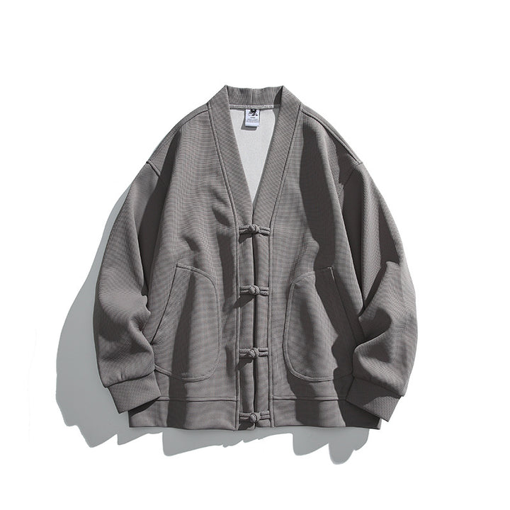 Men's loose-fitting kimono jacket in Hanfu style with drawstring closures and patch pockets Mune Fashion