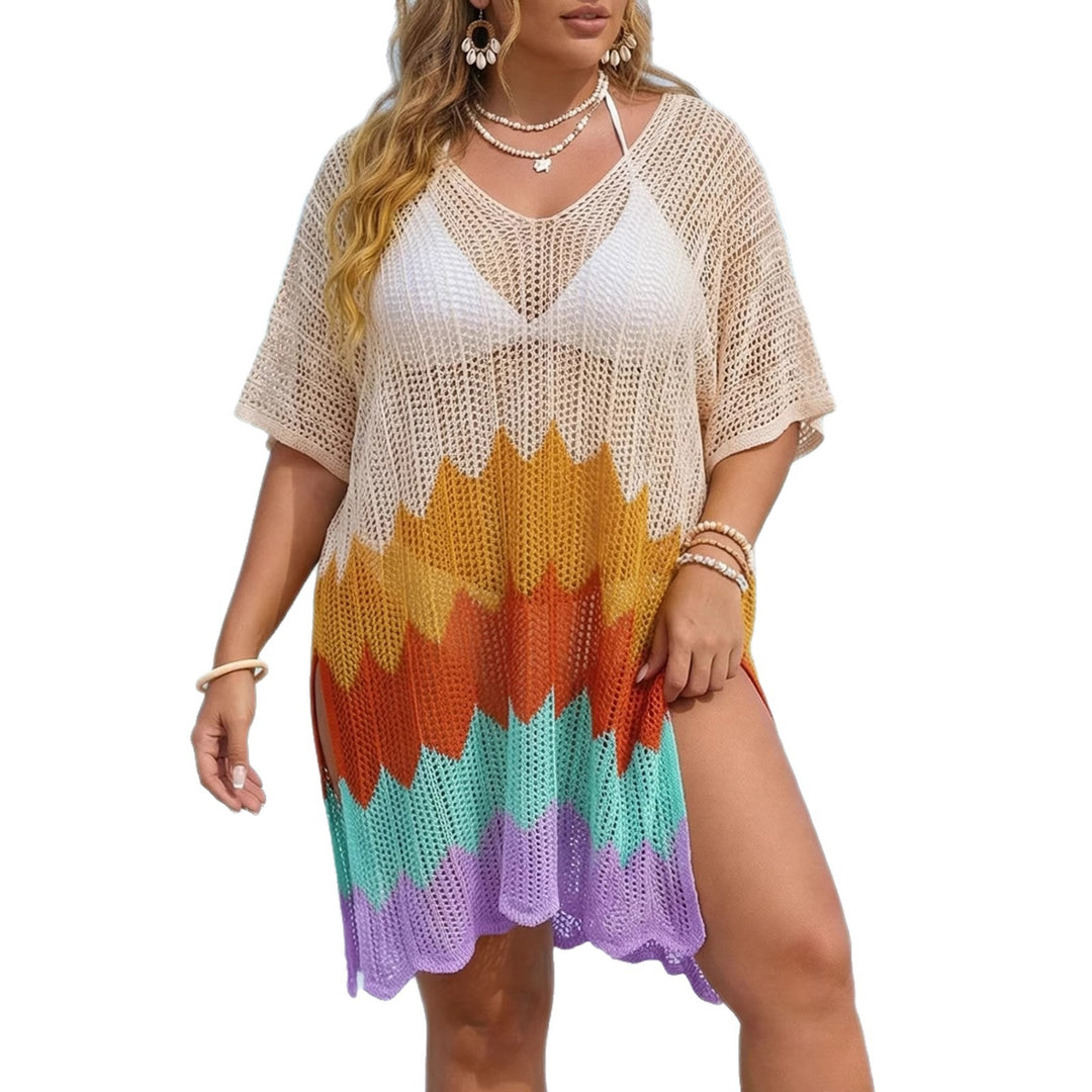 Ladies airy beach cover-up with wave pattern Mune Fashion