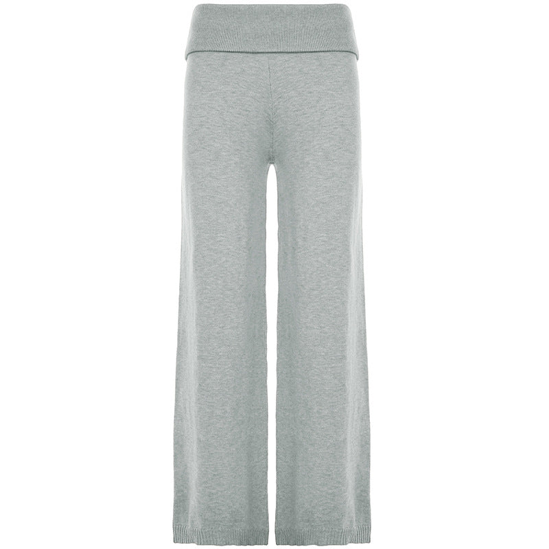 Women cashmere-like knit lounge set with oversized sweater and wide palazzo pants Mune Fashion