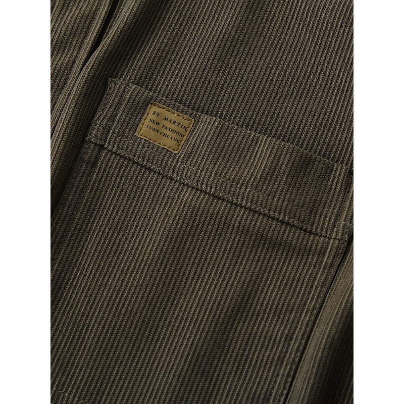 Men's cord overshirt in worker look with button placket and patch chest pocket Mune Fashion