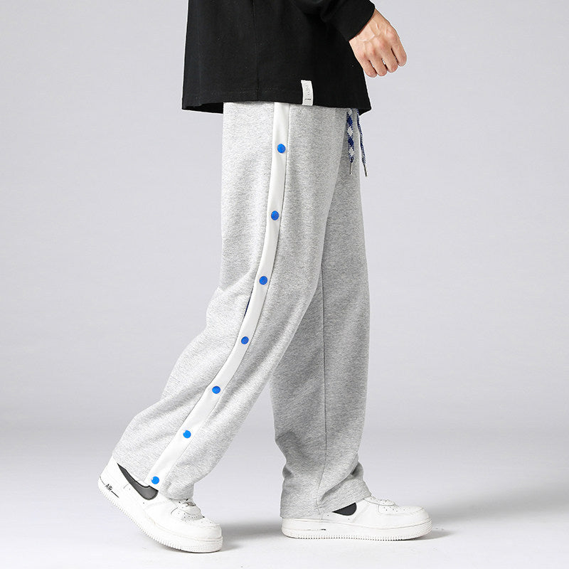 Men's Relaxed-Fit Sweatpants with Side Snap Placket and Split Leg Opening Mune Fashion