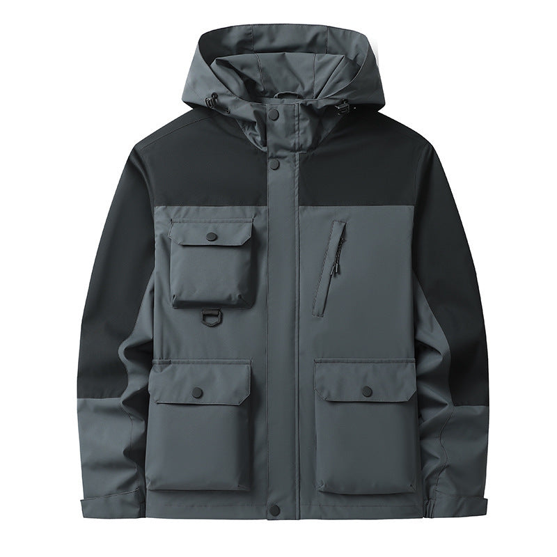 Men's Technical Utility Field Jacket with Hood, Multiple Pockets and Wind-Resistant Shell Mune Fashion