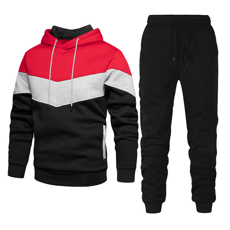 Men's Nano Athleisure Set with Chevron Hood, Fleece-Lined Pullover, and Slim-Fit Jogging Pants Mune Fashion