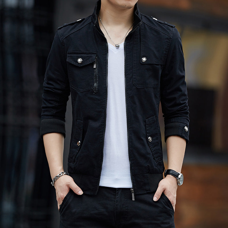 Men's Canvas Field Blouson in Pilot Cut with Flap Pockets and Arm Pocket Mune Fashion