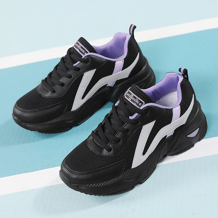 Women's cushioned leisure platform sneakers with padded comfort collar, breathable mesh, and non-slip profile Mune Fashion