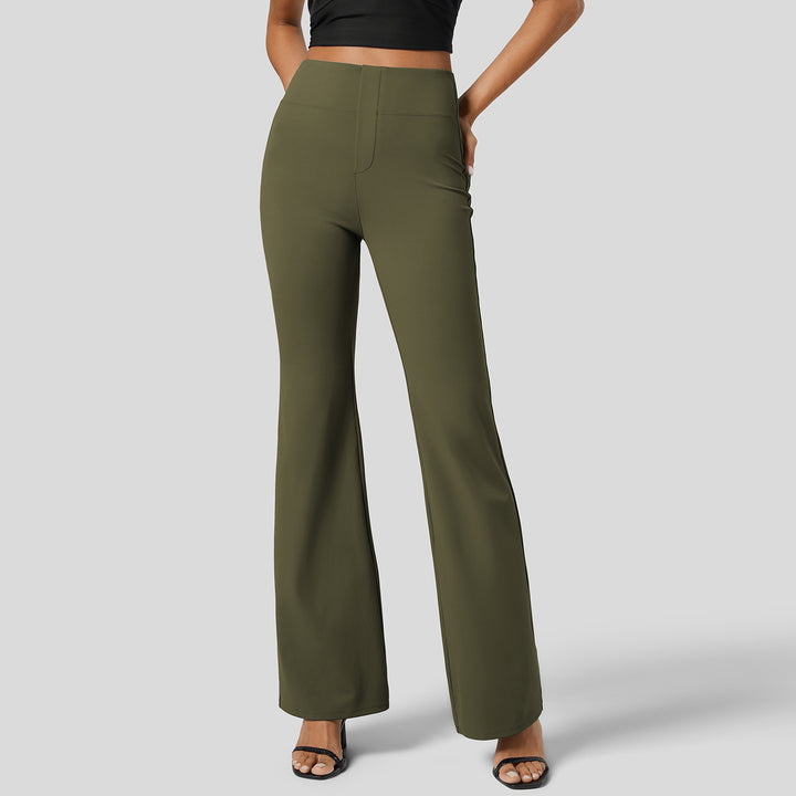 Women's High-Waist Stretch Flared Pants with Wide Comfort Waistband Mune Fashion