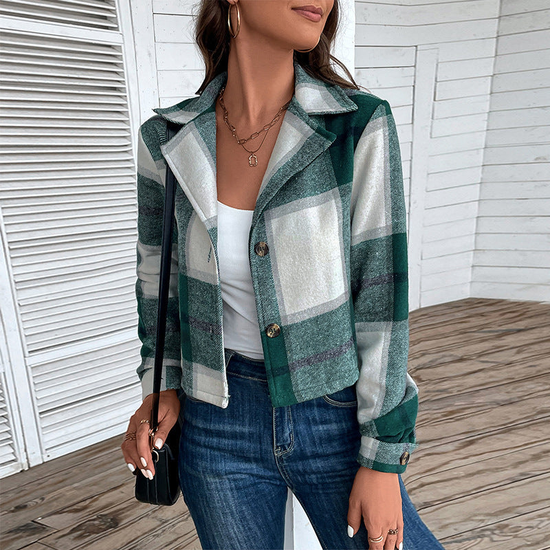 Women's Fashionable Checkered Jacket Mune Fashion