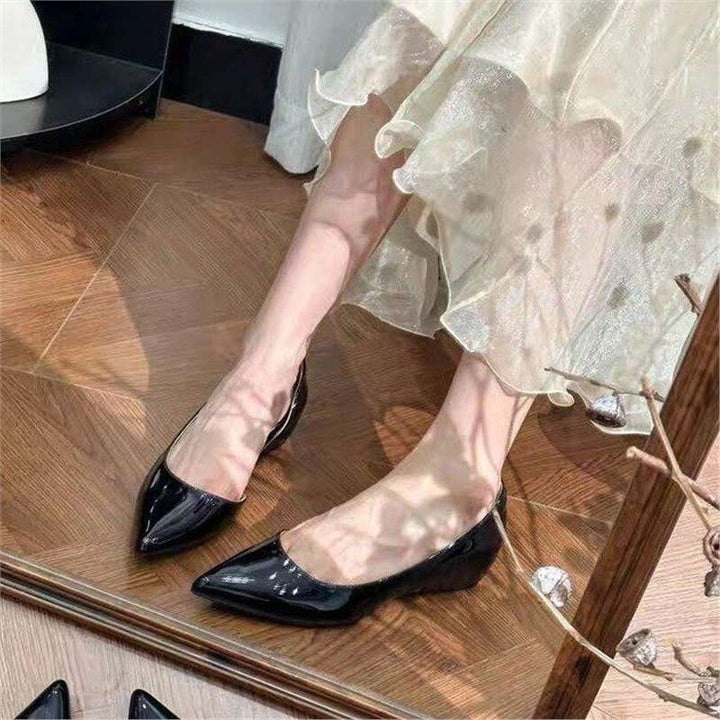 Women's Elegant Pointed Toe Patent Ballerinas with Memory Footbed Mune Fashion