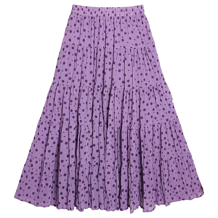 Women's flowing midi maxi skirt with multi-layered tiered design and fine pleated look Mune Fashion