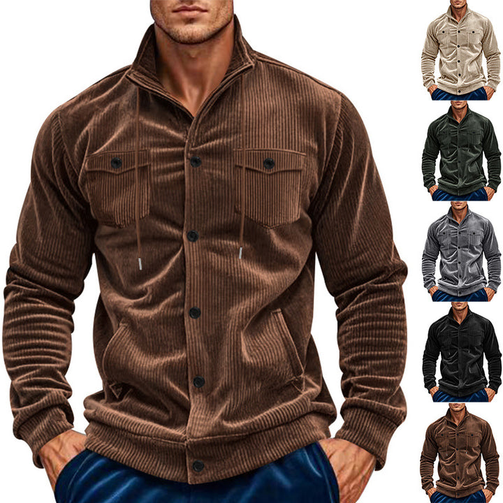 Men's corduroy overshirt jacket with kent collar, snap button closure and patch chest pockets Mune Fashion