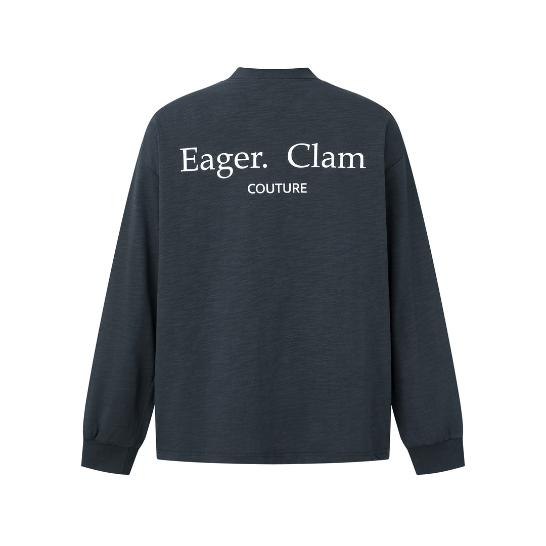 Unisex Oversize-Longsleeve Shirt made of Slub Cotton with a half-high Roll Collar Mune Fashion