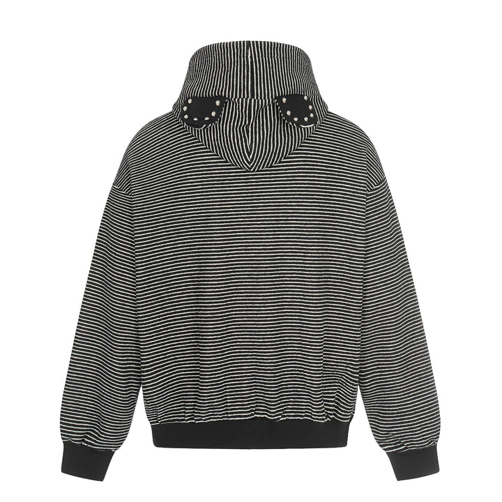 Unisex Striped Zip-Up Hoodie Sweatshirt with Textured Surface Mune Fashion