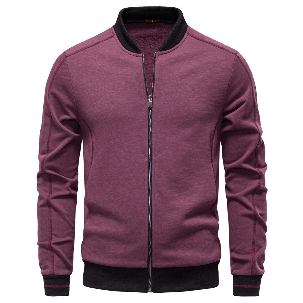 Men's slim zip jacket in bomber style with fine mélange texture, stand collar and elastic ribbed cuffs Mune Fashion