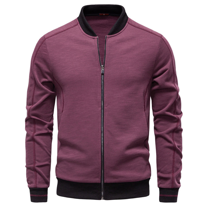 Men's slim zip jacket in bomber style with fine mélange texture, stand collar and elastic ribbed cuffs Mune Fashion