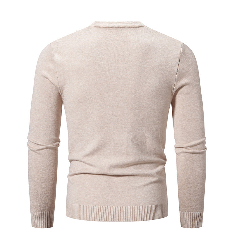 Men's fine knit round neck sweater slim fit with ribbed cuffs Mune Fashion