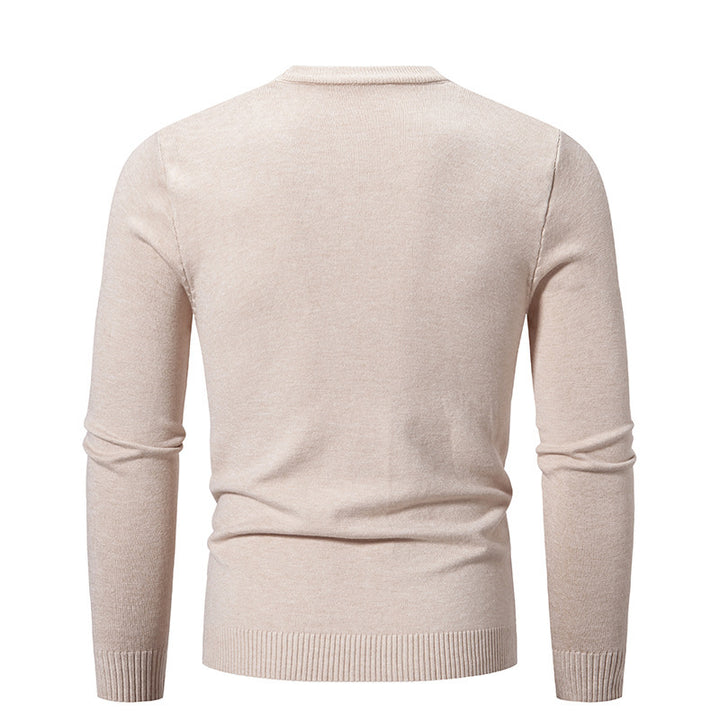 Men's fine knit round neck sweater slim fit with ribbed cuffs Mune Fashion