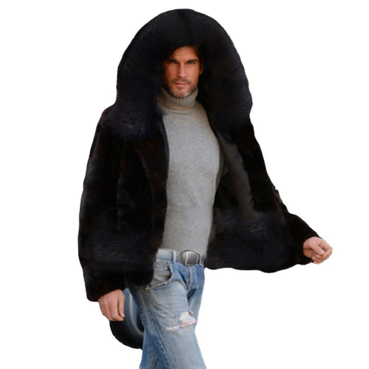 Men's Luxury Faux Fur Jacket with Wide Collar Mune