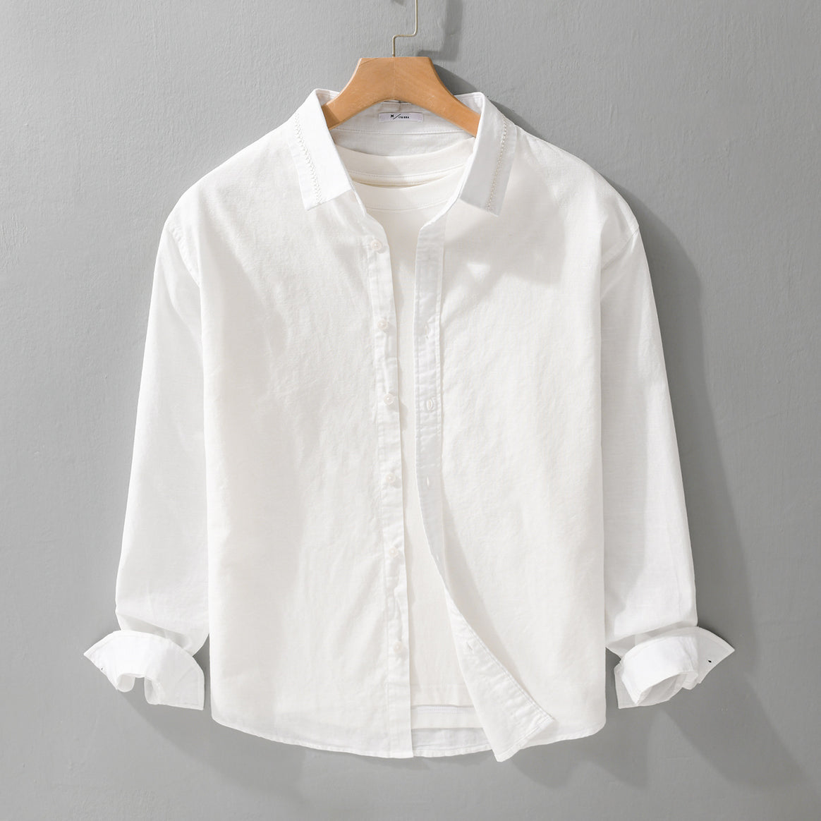 Men's Lightweight Cotton Shirt with Layered Look and Kent Collar Mune Fashion