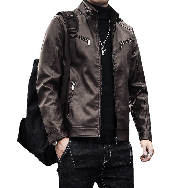 Men Stylish Faux Leather Jacket Mune Fashion
