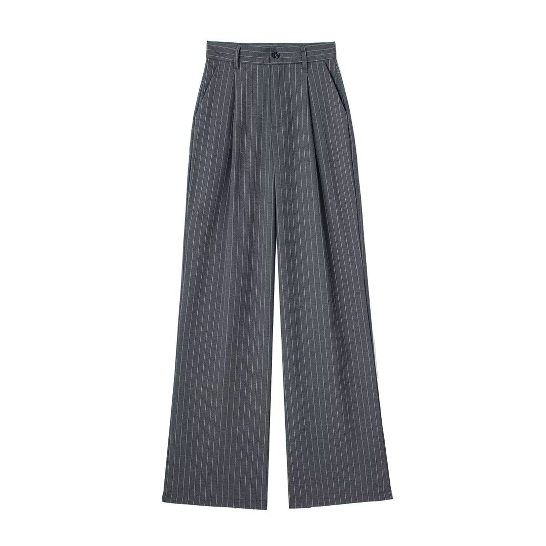 Women's Wide High Waist Pleated Trousers with Crease and Side Insertion Pockets Mune Fashion