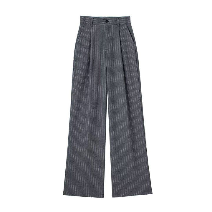 Women's Wide High Waist Pleated Trousers with Crease and Side Insertion Pockets Mune Fashion