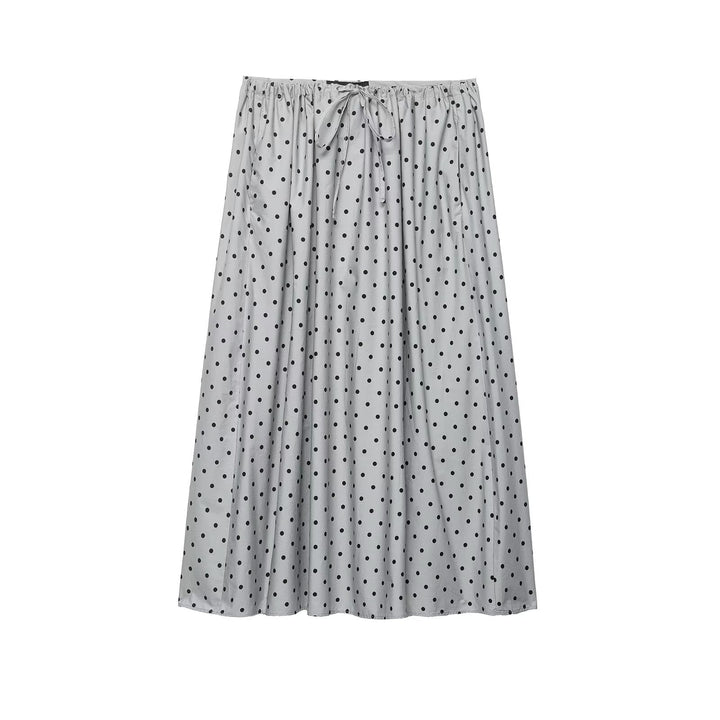 Women Midi Skirt with elastic waistband, pleated look and polka dot pattern Mune Fashion
