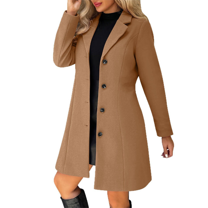 Women Tailored Short Coat with Lapel Collar and Concealed Button Placket Mune Fashion
