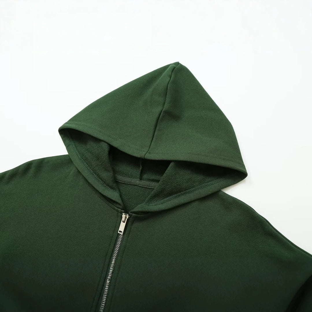 Women's Cropped Hoodie with Full Zipper and Kangaroo Pockets Mune Fashion
