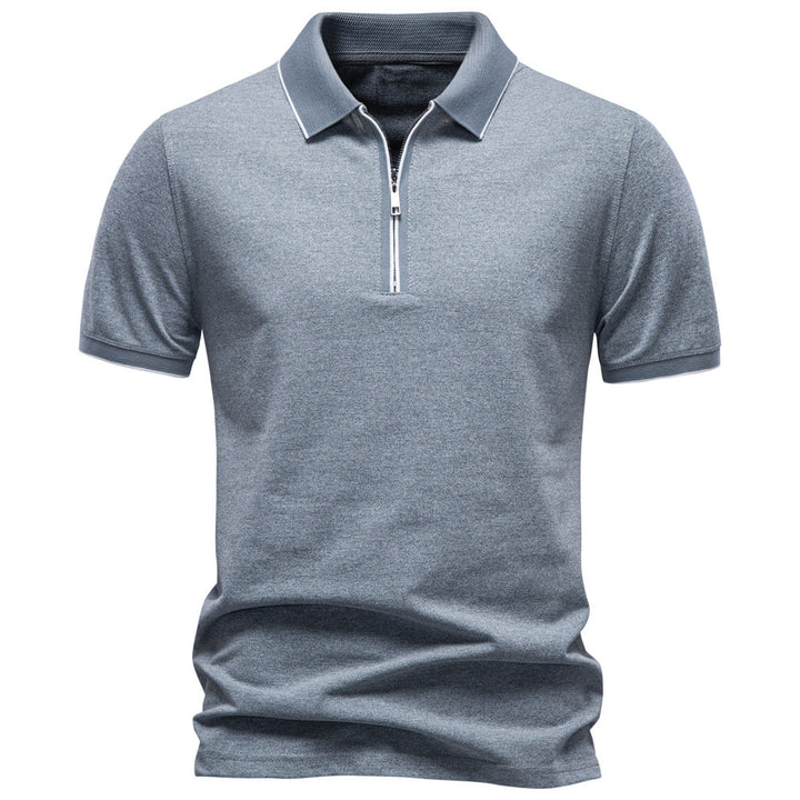Men's breathable short-sleeved polo shirt with half-high zipper and piqué texture Mune Fashion