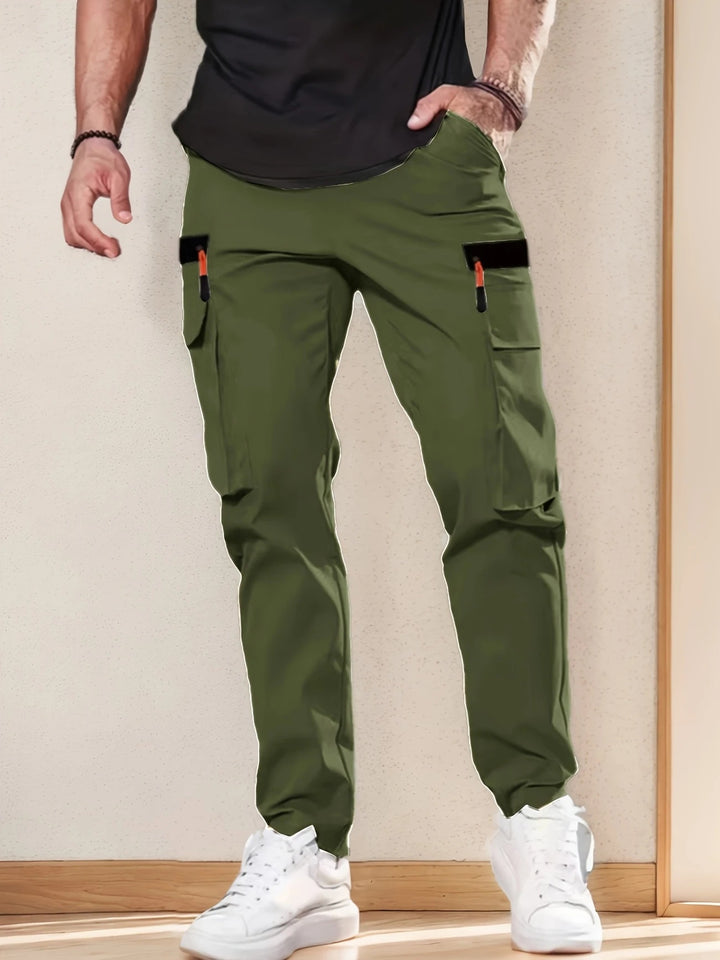 Men's cargo pants in jogger style with elastic waistband, drawstring & multiple pockets Mune Fashion