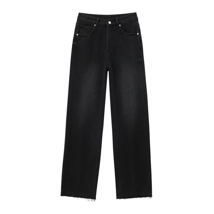 Women's high-waisted wide-leg jeans with wide leg and vintage wash Mune Fashion